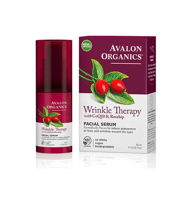 Avalon Organics Wrinkle Therapy With Coq10 & Rosehip Facial Serum 0.55oz